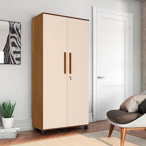 Guarda Roupa Solteiro 2 Portas Gold - Amêndoa- Off White - Cor: Bege