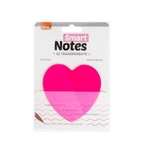 Bloco de Notas Adesivo Coração Transparente Rosa 70x70mm 20 Folhas BRW