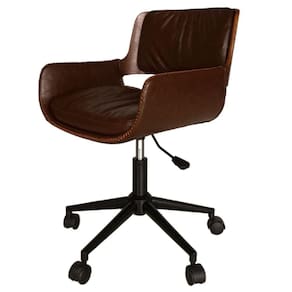 Cadeira Giratória Marbella Rivattis Madeira Multilaminada Em Poliuretano Marrom Mocha Base Rodizio