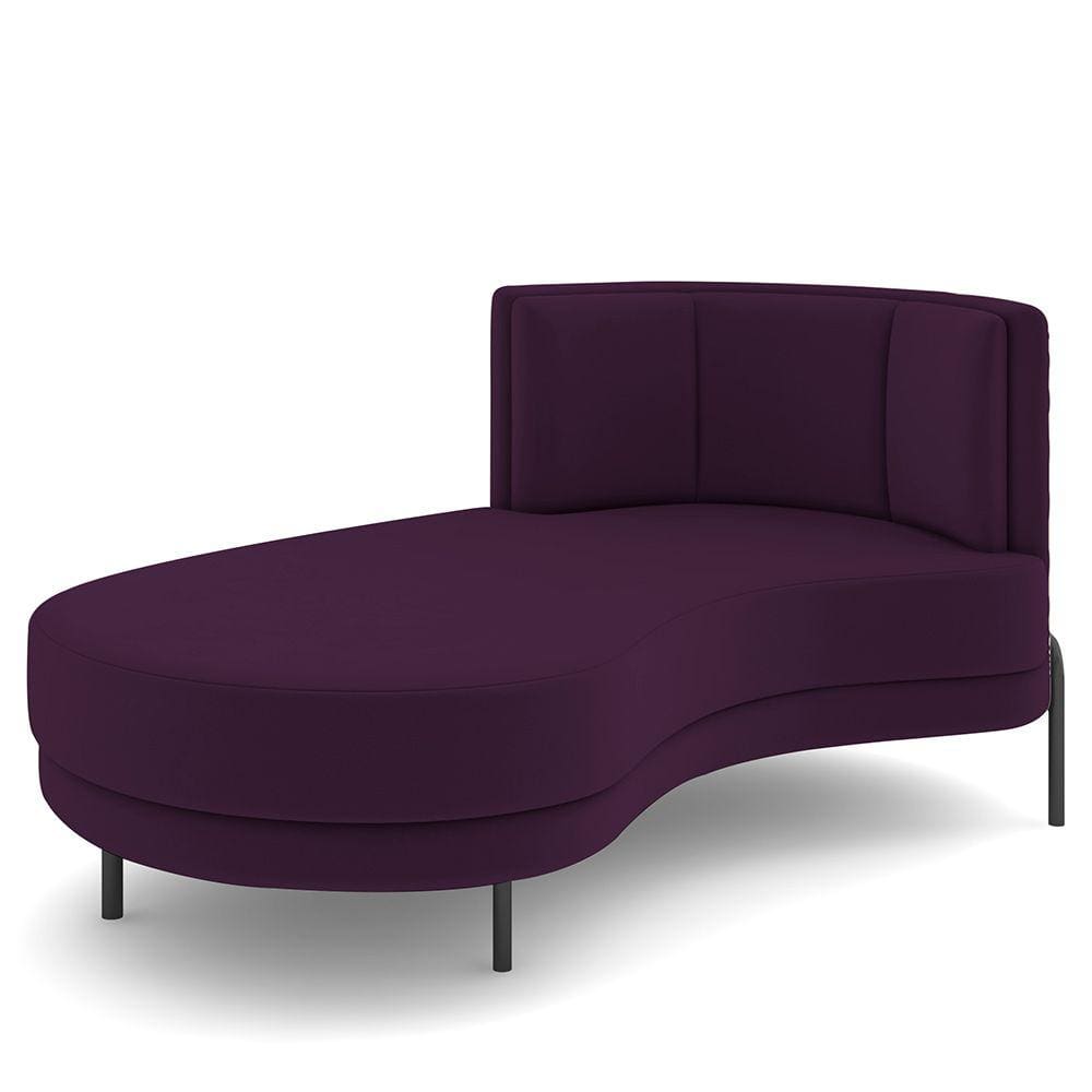 Sofá Chaise Longue Sala de Estar Living Lucca Esquerdo D02 Veludo Roxo C-292 - Lyam Decor