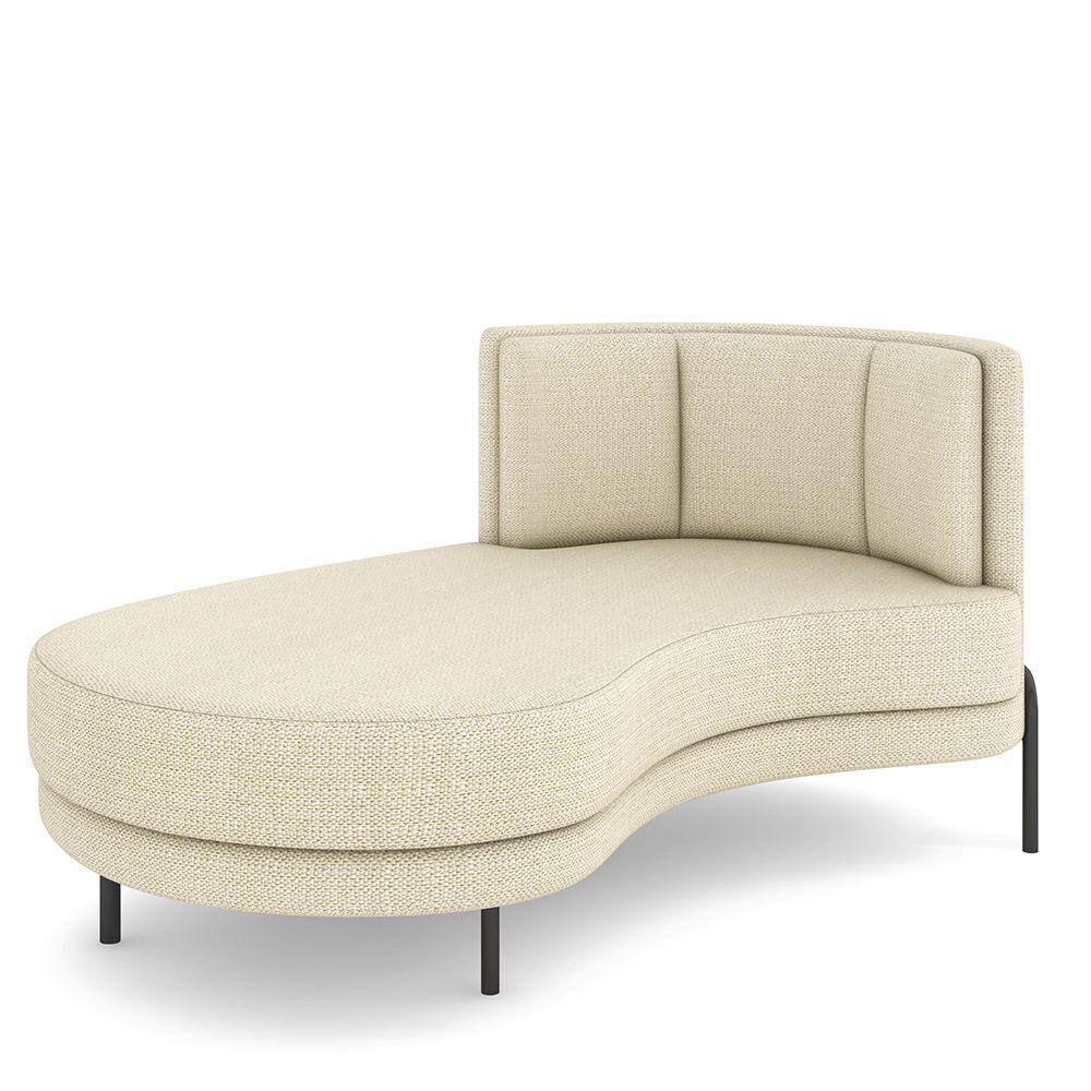 Sofá Chaise Longue Sala de Estar Living Lucca Esquerdo D02 Linho Creme D-463 - Lyam Decor