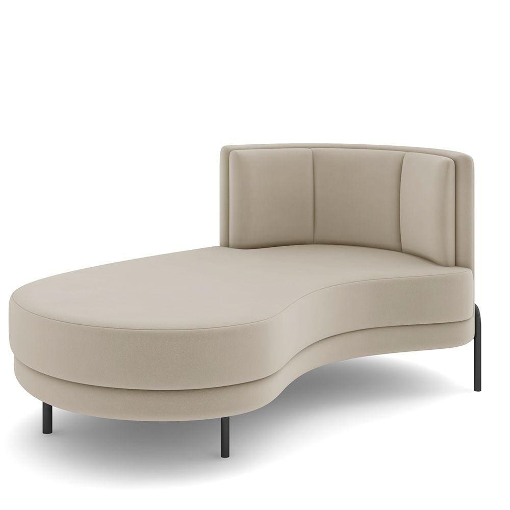 Sofá Chaise Longue Sala de Estar Living Lucca Esquerdo D02 Veludo Bege C-309 - Lyam Decor