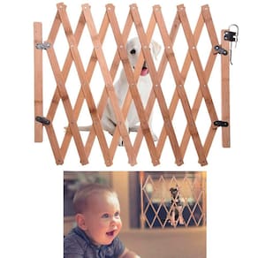 Portao Pet Retratil Cachorro Criança Bebe Grade Bambu Ajustavel Cercadinho Barramento Previne Quedas Acidentes