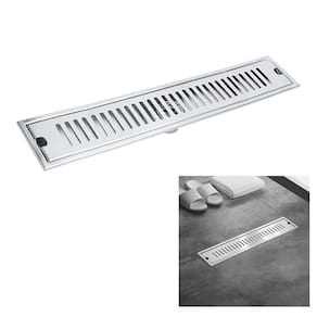 Ralo Linear 50cm Aço Inox Banheiro Area Externa Anti Odor Anti Inseto Lavabo Piscina Quintal Resistente