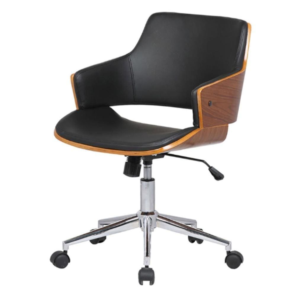 Cadeira Giratória Débora Rivattis Em Madeira Compensada Revestida Em Poliuretano Preto Base Rodizio