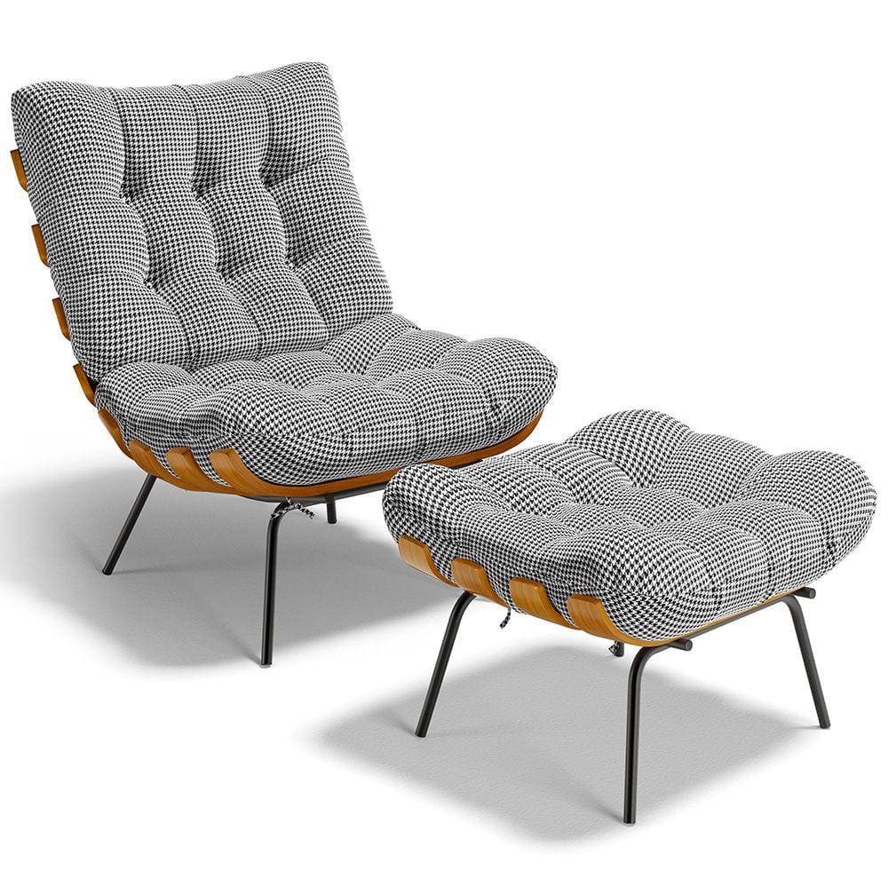 Poltrona Costela L02 com Puff Sala de Estar Pied Poule  - Lyam Decor