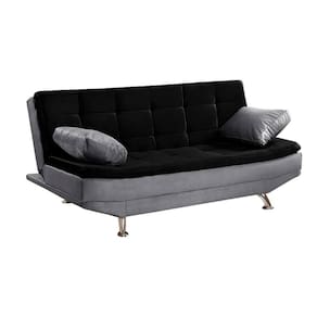 Sofá Cama Valencia 3 Lugares Reclinável Material Preto com Shop das Cabeceiras