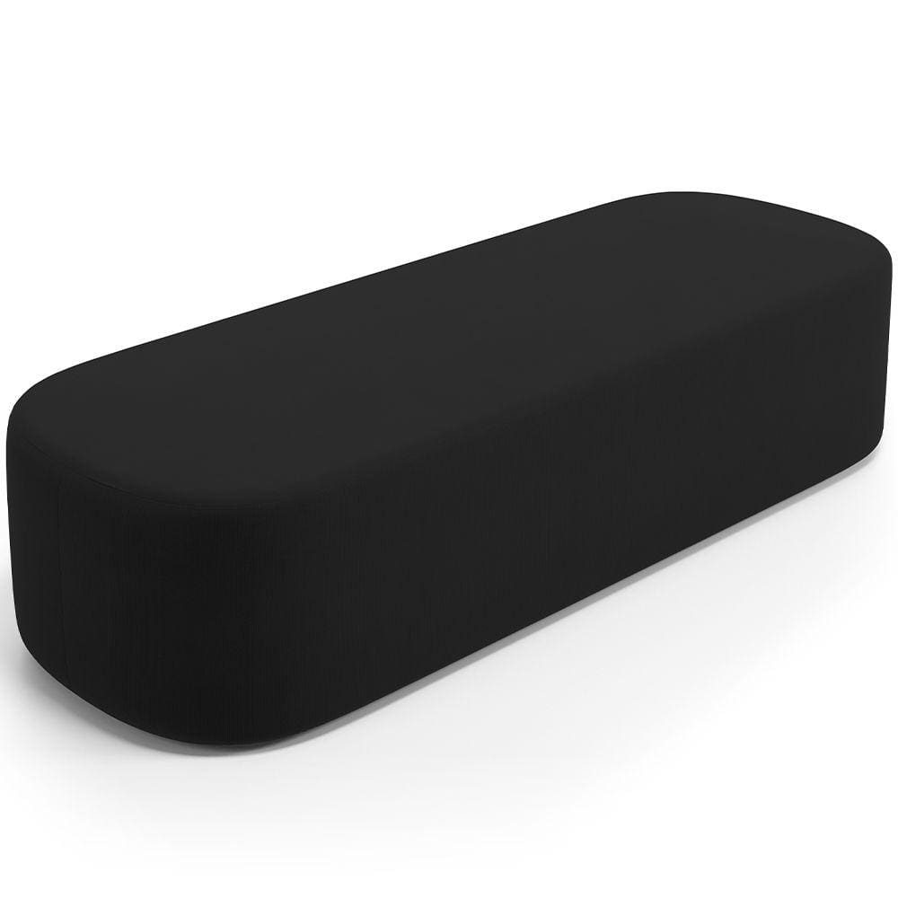 Puff Decorativo Orgânico Para Living Quarto 195cm Doha W01 Suede Preto - Lyam Decor