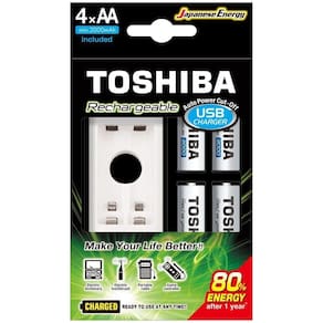 Carregador De Pilha Usb Tnhc-6gme4 Cb (c/4 Pilhas Aa 2000 Mah) Toshiba