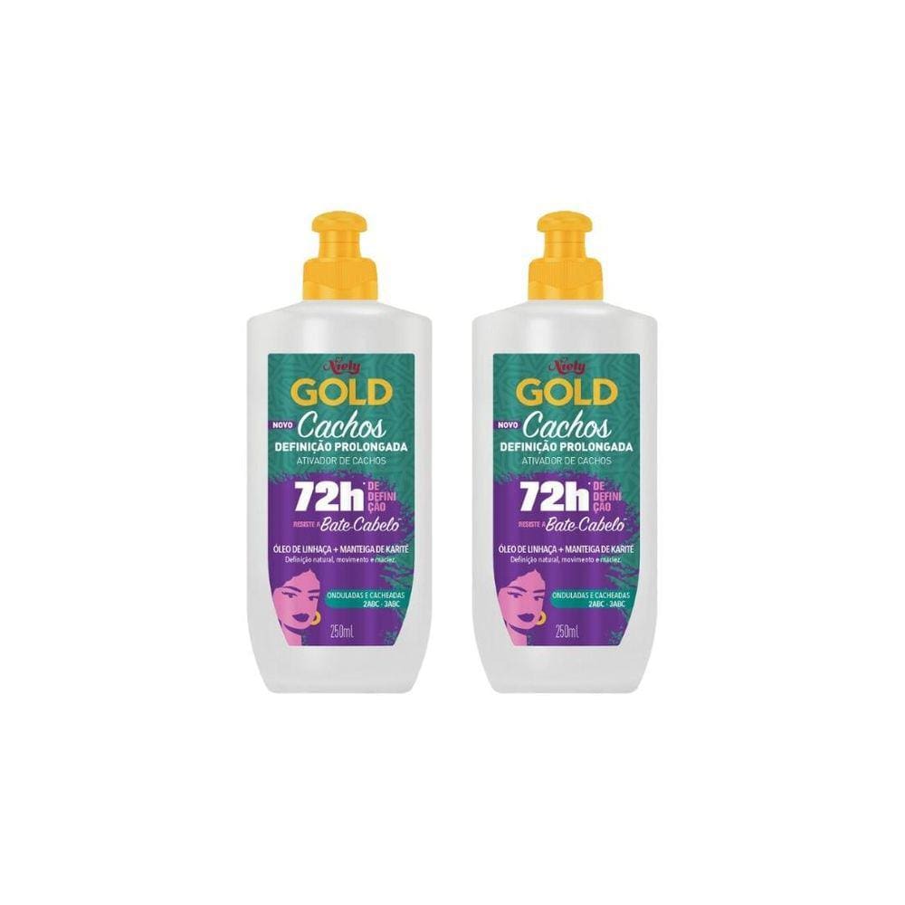 Ativador De Cachos Niely Gold 250G Linhaça+Karite- Kit C/2Un