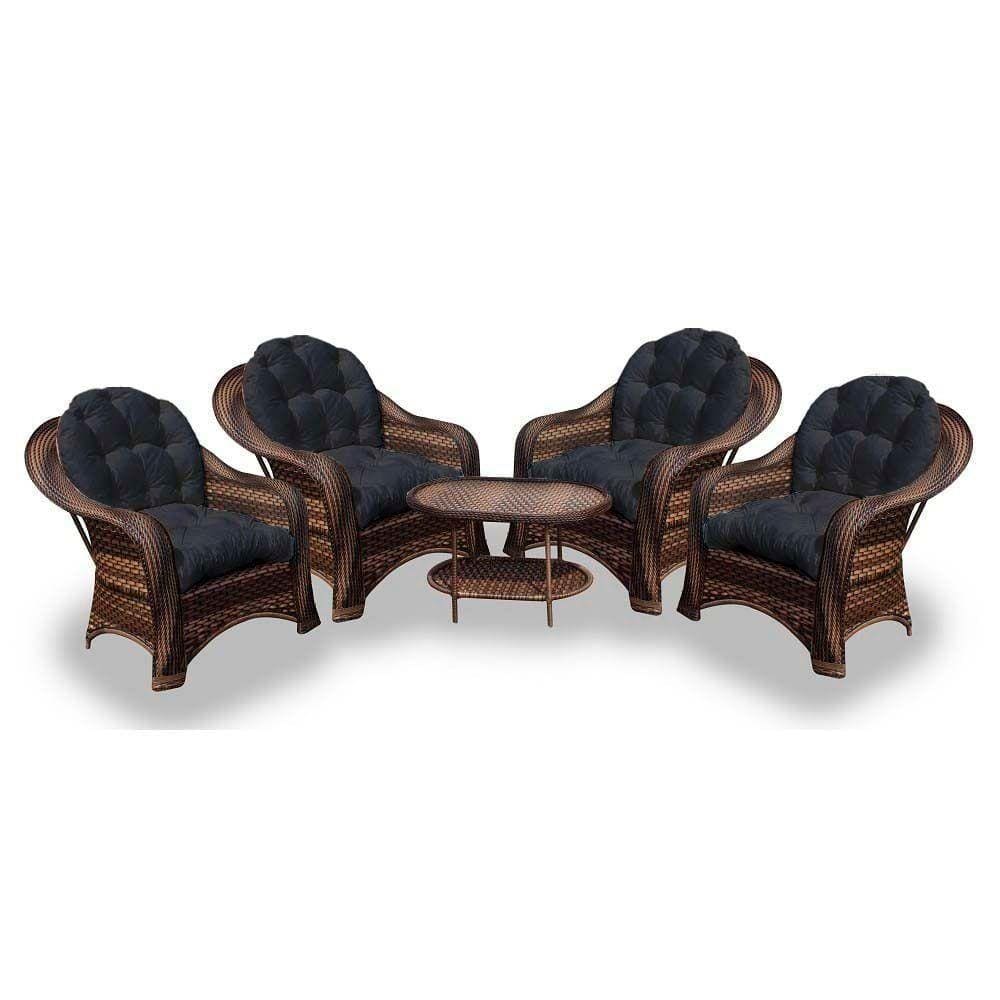 Conjunto De Poltronas 4 Poltronas + 1 Mesa Centro Preto