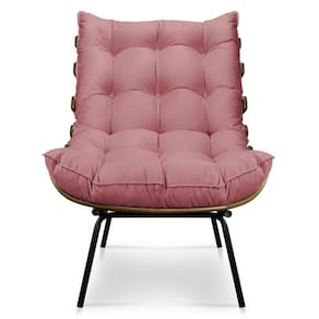 Poltrona Decorativa Costela Sala E Escritório Suede Rose