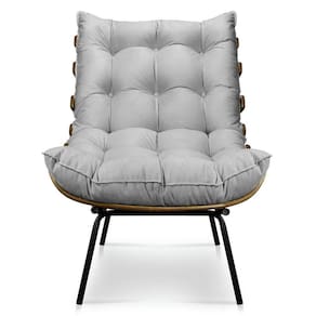 Poltrona Decorativa Costela Sala E Escritório Suede Cinza