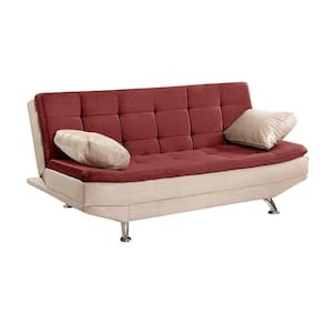 Sofá Cama Valencia 3 Lugares Reclinável Material Vinho com Marfim - Shop das Cabeceiras