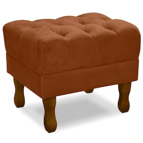 Puff Puf Retro Capitone 55X44Cm Suede Terra Cota Mpassos Terra Cota