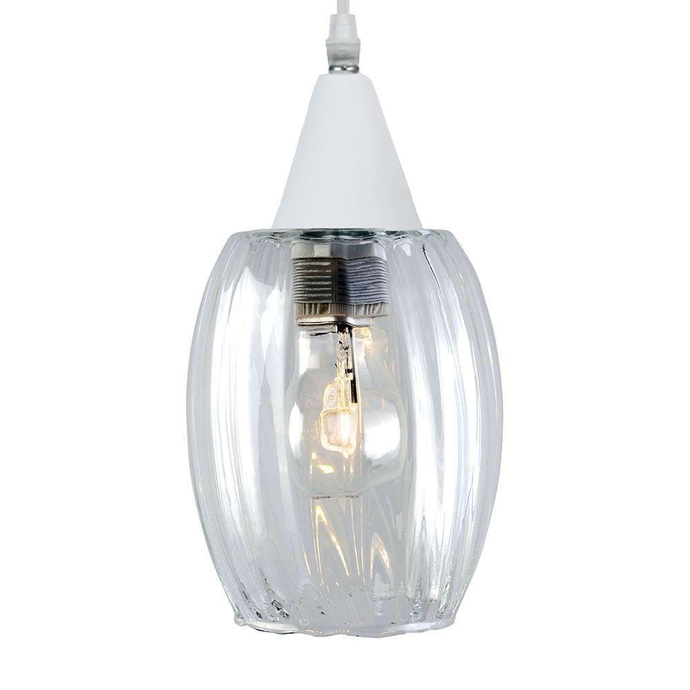 Lustre Pendente Taschibra Badih P Canelado E27 Transparente Bivolt Branco