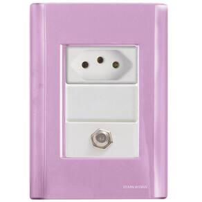 Cj Tomadas 10a E Tv Sat Coaxial Giz Rosa Tramontina Completo Pronto Tramontina