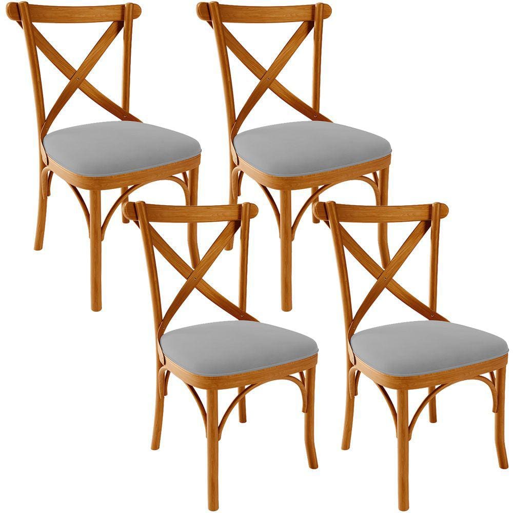 Kit 04 Cadeiras Para Sala de Jantar e Estar Living Estofada Ávila L02 Suede Cinza - Lyam
