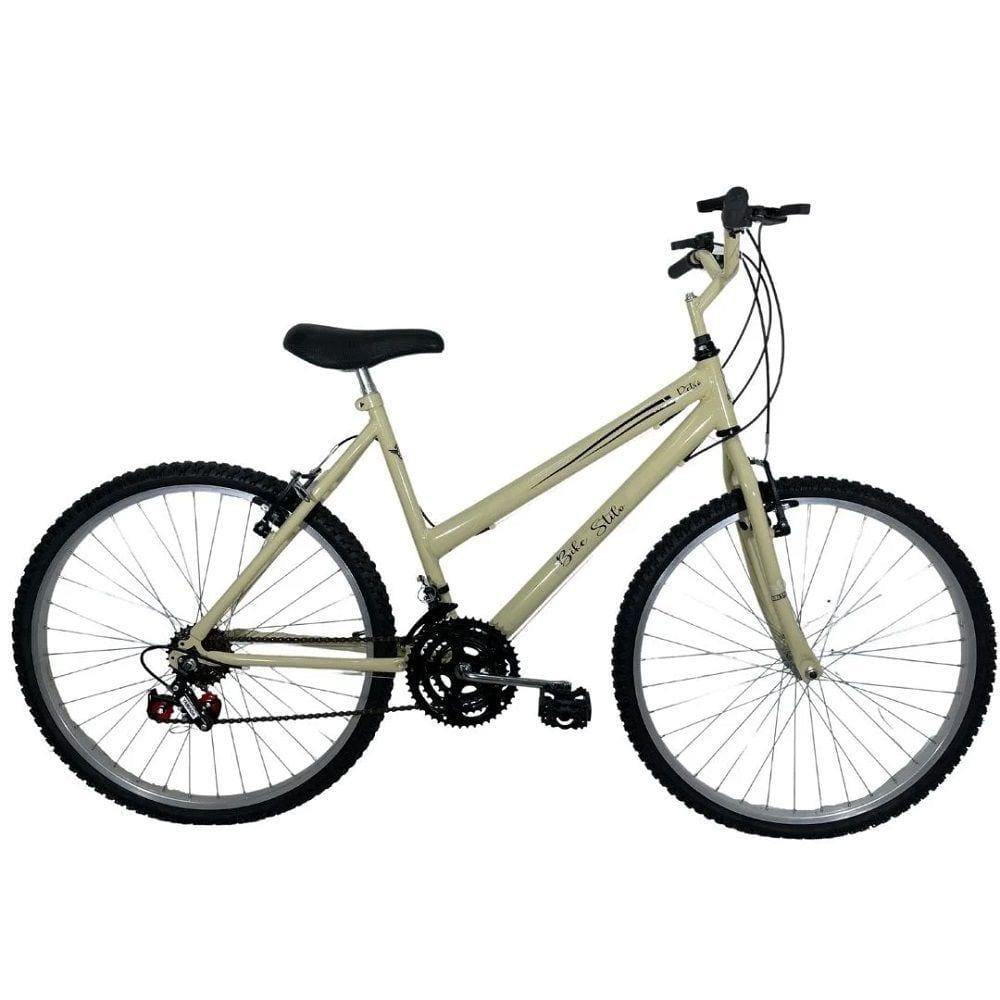 Bicicleta Passeio 18 Marchas Aro 26 Feminina Bege