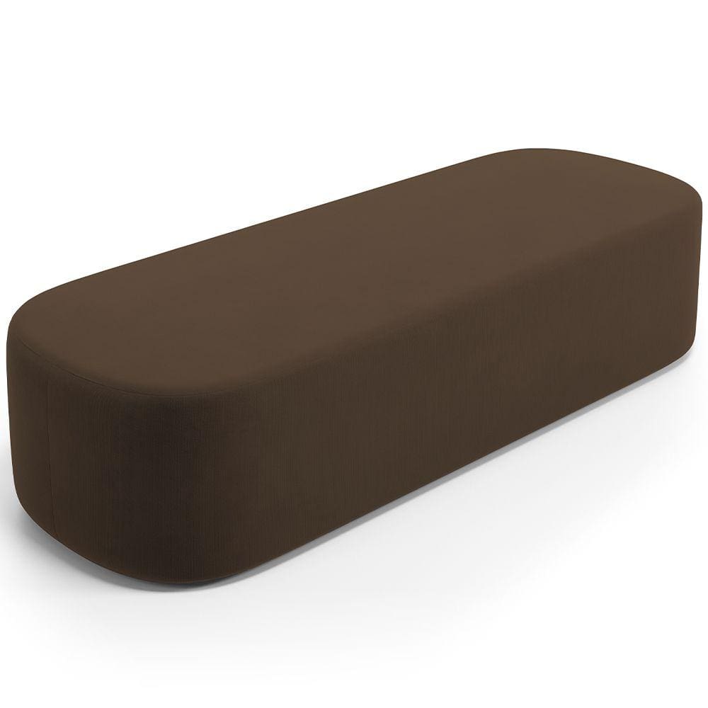 Puff Decorativo Orgânico Para Living Quarto 140cm Doha W01 Suede Marrom - Lyam Decor