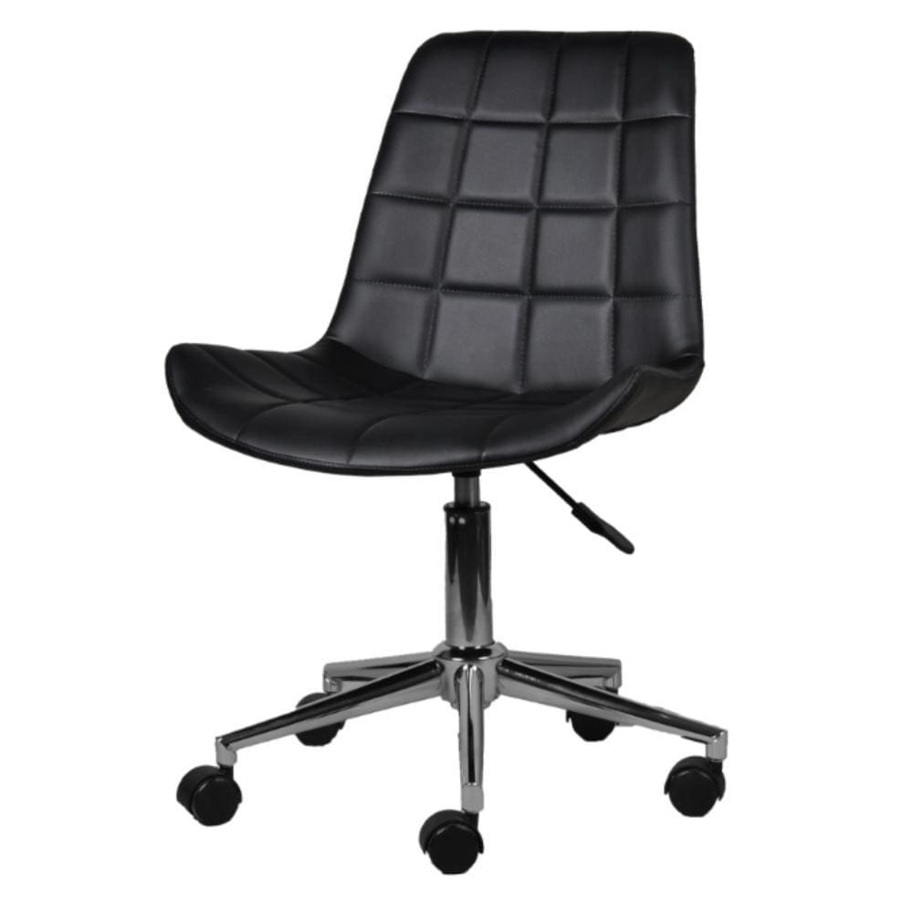 Cadeira Giratória Office Veneza Rivattis Em Poliuretano Preto Base Aço Cromado