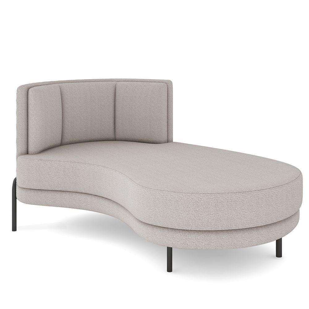 Sofá Chaise Longue Sala de Estar Living Lucca Direito D02 Bouclê Bege B-62 - Lyam Decor