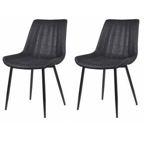 Kit 2 Cadeiras Taina Rivattis Poliuretano (Pu) Preto Base Em Aço