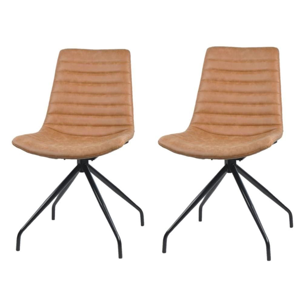 Kit 2 Cadeiras Giratória Tiana Rivattis Caramelo Base Em Aço