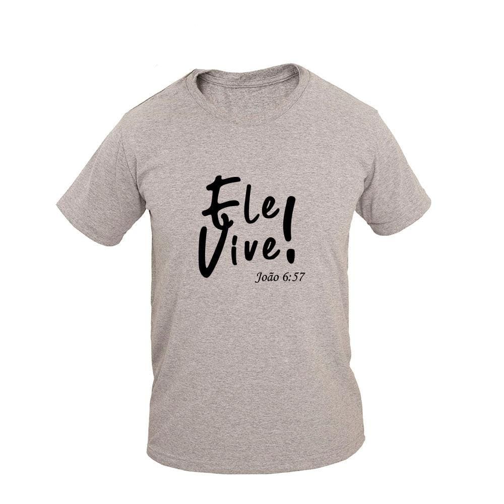 Camiseta Masculina Casual Algodão Manga Curta Ele Vive