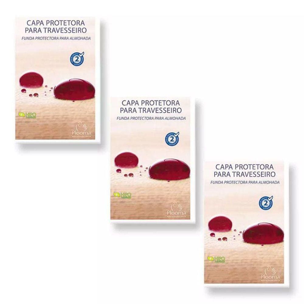 Kit 03 Capas Protetora Travesseiro Impermeável Plooma Zíper