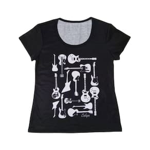 Camiseta Adulta Feminina Guitarras Tamanho Especial Plus Size