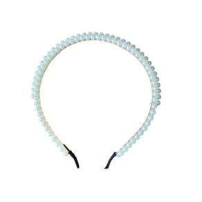 Tiara Arco Com Pérolas Branca Feminino Acessório 14Cm
