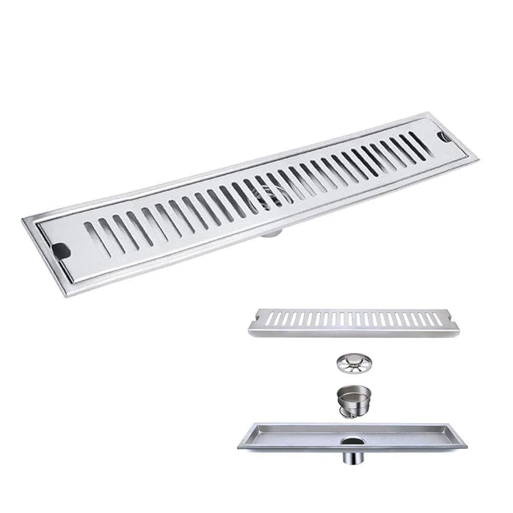 Ralo Linear Inox 60cm Anti Odor Anti Inseto Banheiro Area Externa Higienico Lavabo Quintal Resistente Seguro