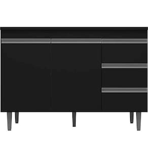 Balcão De Pia 100 Cm Adriana 2 Portas 3 Gavetas Preto