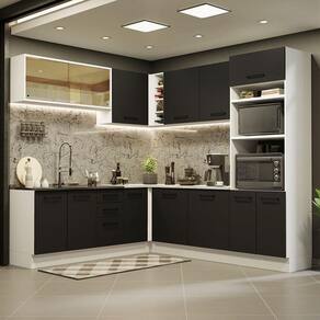 Cozinha Completa 459001 Com Armário E Balcão Branco/Preto