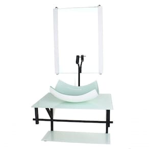 Gabinete De Vidro Para Banheiro 60cm Cuba Com Torneira Preta