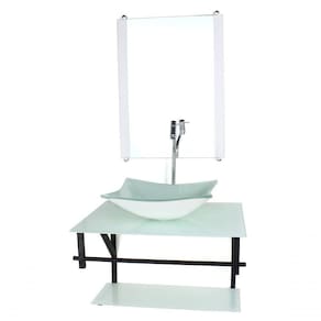 Gabinete De Vidro Para Banheiro 60cm Cuba Com Torneira Preta