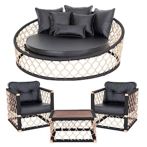 1 Chaise 6 Almofadas + 2 Poltronas + Mesa Madeira Alumínio