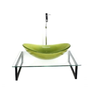 Kit Cuba De Vidro Verde Oliva Com Tampo E Suporte Preto