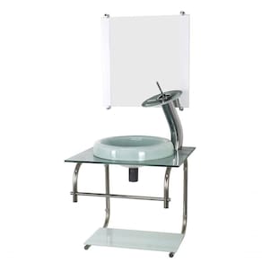 Gabinete De Vidro 40cm Inox Com Cuba Chapeu Marmore Branco