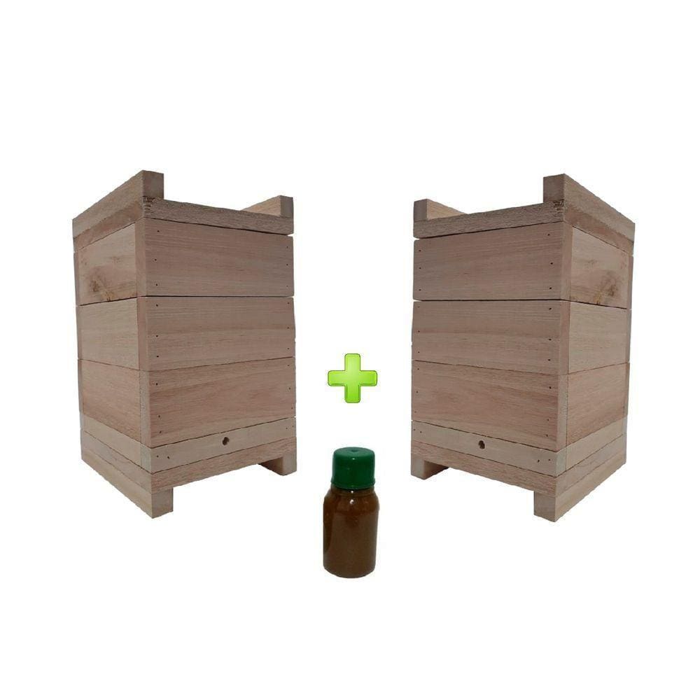 Kit 2 Caixas Inpa Abelhas Sem Ferrão 18X18 + Atrativo 50 Ml