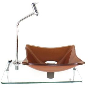 Kit Cuba De Vidro Quadrada 10Mm Rose Gold Com Tampo 40Cm Incolor E Suporte Cromado