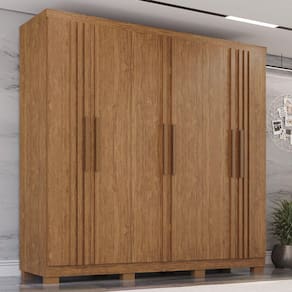 Guarda-Roupa com Ripado 6 Portas 4 Gavetas Sevilha Prime Cinamomo