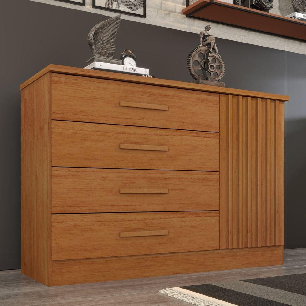 Cômoda 4 Gavetas em Mdf/mdp Ripado Espresso Móveis Cinamomo