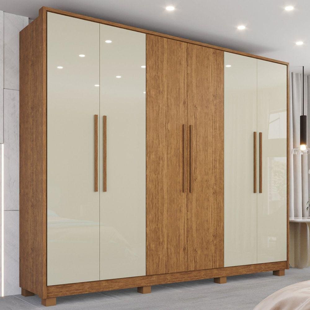 Guarda-Roupa 6 Portas 6 Gavetas Potenza Cinamomo/off-Cinamomo