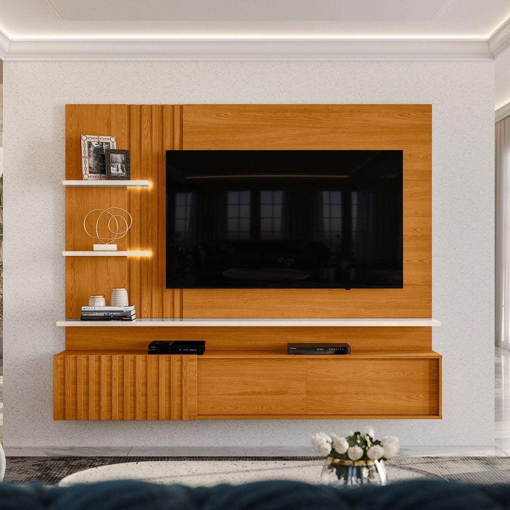 Rack com Painel Suspenso Atena Cinamomo/Off White