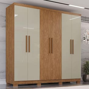 Guarda-Roupa 6 Portas 4 Gavetas Sevilha Prime Cinamomo/Off/Cinamomo