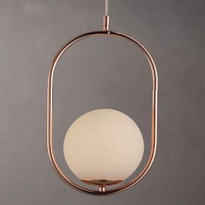 Lustre Pendente Bravalumi Pérola Mond Globo E27 Bivolt Rose Gold