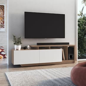 Rack Linea com 2 Portas e Nichos para Televisor 50 Polegadas Montana / Branco