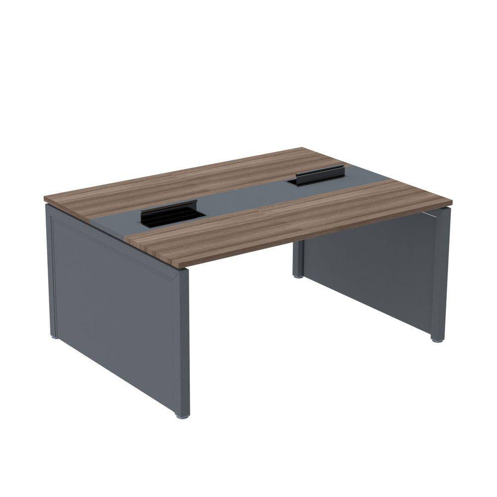 Mesa de Plataforma Dupla para 2 Pessoas Corporativa 140x120/2p Walnut/Grafito